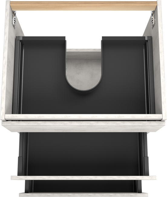 Balmani Lucida meuble sous-lavabo a poser 67,5 x 55 cm béton gris argent 3 tiroirs