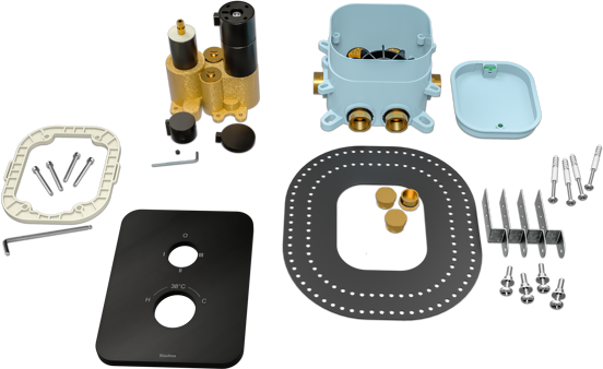 Blaufoss Smartbox Softline inbouw regendoucheset thermostatische kraan mat zwart
