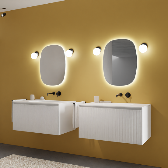 Balmani Cloud organisch badkamerspiegel 54 x 72 cm met spiegelverlichting en anti-damp