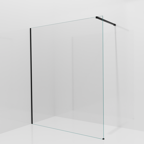 Balmani Modular douche à l'italienne: 170 x 200 cm, Verre transparent, avec coating, Profil Noir mat