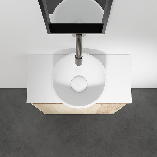 Balmani Mitra zwevend toiletmeubel 42 x 21 cm naturel eiken met Facetta wastafelblad en Jazz waskom in matte Solid Surface