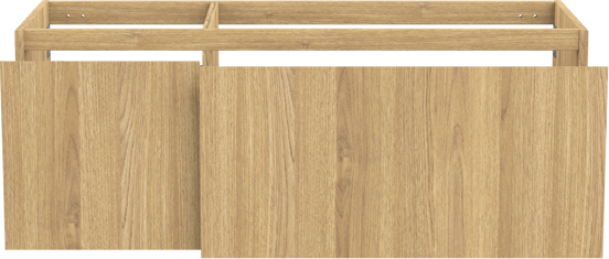 Balmani Idra hängender Waschbeckenunterschrank: 135 x 55 cm, asymmetrisch rechts, Eiche Natur, Furnierholz, 4 Schubladen