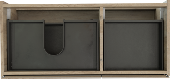 Storke Edge hängender Waschbeckenunterschrank: 100 x 46 cm, asymmetrisch links, Eiche rustikal, 3 Schubladen