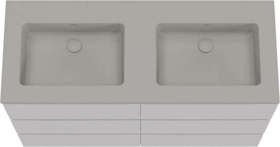 Storke Edge staand badkamermeubel 130 x 52 cm glanzend wit met Diva dubbele wastafel in top solid zijdegrijs