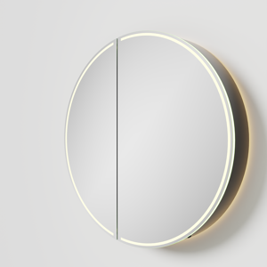 Balmani Mara spiegelkast Rond Ø 90 mat zwart met spiegelverlichting en anti-damp