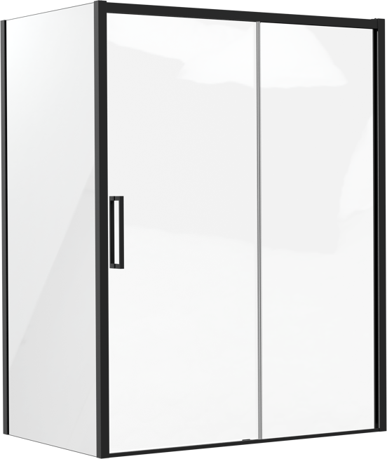 Luca Varess Senses douchehoek met schuifdeur en vaste zijwand 160 x 100 cm helder glas mat zwart profiel