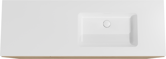 Storke Edge meuble salle de bains à poser 150 x 52 cm chêne brut avec Mata plan vasque asymétrique à droite en solid surface blanc mat