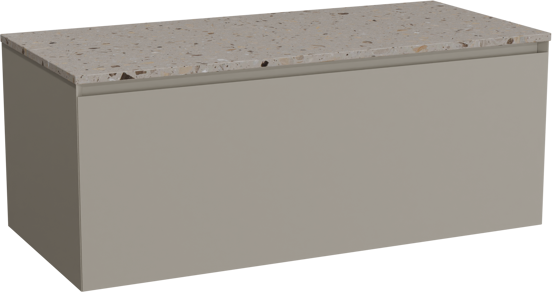 Balmani Idra meuble salle de bains suspendu 120 x 55 cm gris pierre avec Stretto tablette simple ou double en terrazzo greige terrazzo