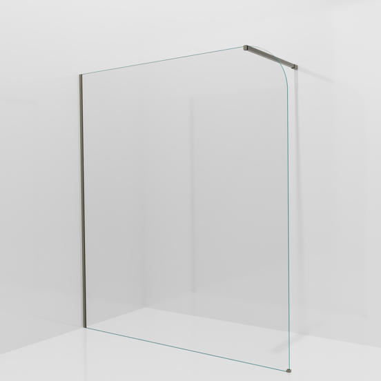 Balmani Modular Walk-In Dusche: 180 x 200 cm, Klarglas abgerundet, inklusive Coating, Profil Stein Grau