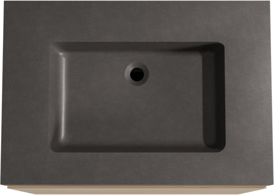 Storke Edge meuble salle de bains à poser 75 x 52 cm chêne brut avec Scuro High plan simple en quartz noir mat
