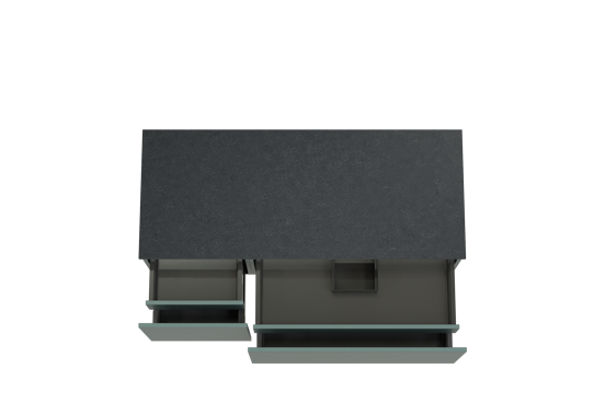 Balmani Sfera meuble salle de bains suspendu 135 x 55 cm forest avec Stretto tablette simple ou double en granit noir