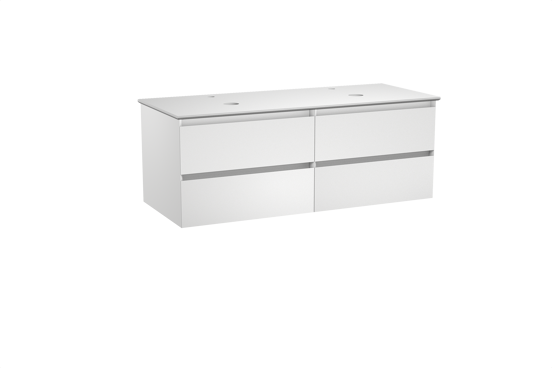 Balmani Mitra meuble salle de bains suspendu 135 x 55 cm blanc mat avec Facetta tablette double en solid surface blanc mat