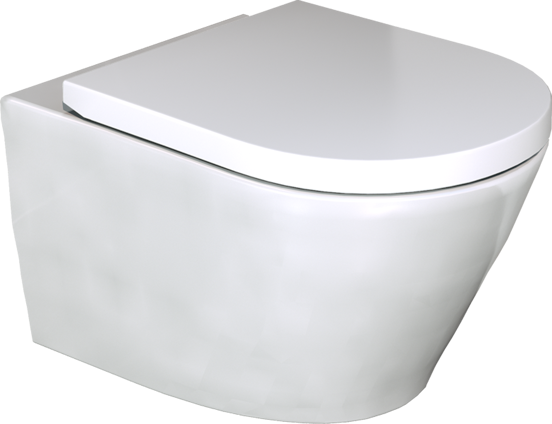 WC Set: Luca Varess Calibro Hänge WC, Weiß glänzend, spülrandlos, inkl. Medio WC Sitz, Burda Element für Wand-WC mit Geberit Sigma UP320 Spülkasten und Luca Varess Betätigungsplatte