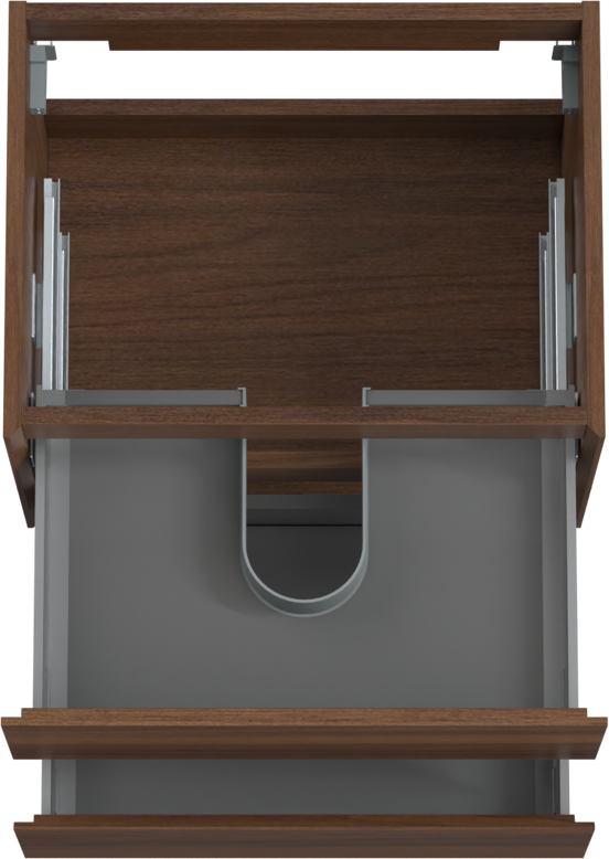 Storke Edge hängender Waschbeckenunterschrank: 60 x 46 cm, Nussbaum, 2 Schubladen