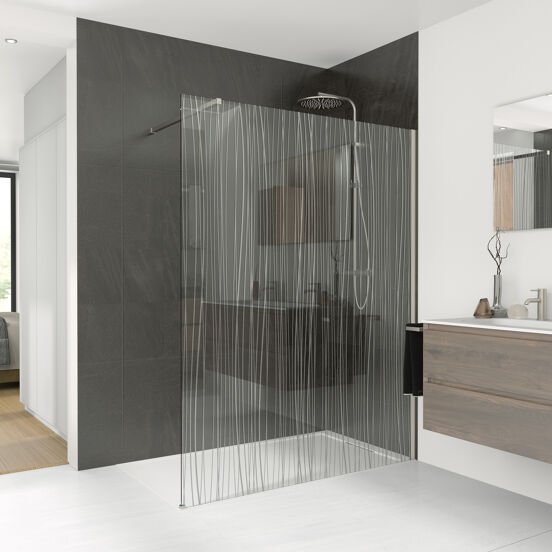 Balmani Modular inloopdouche 140 x 200 cm mikado glas geborsteld inox profiel