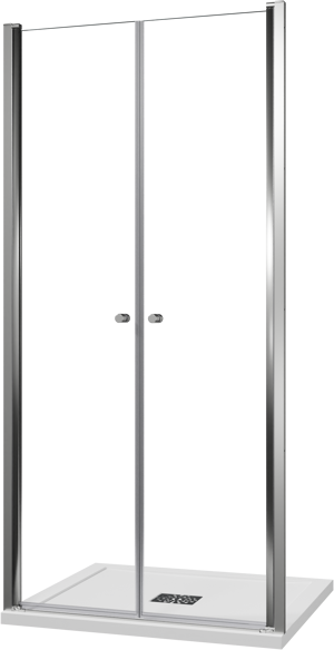 Luca Varess Kuresa porte battante 100 x 200 cm verre transparent profil chrome brillant