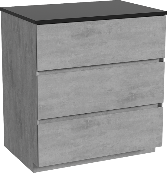 Storke Edge staand badkamermeubel 75 x 52 cm beton donkergrijs met Panton enkel tablet in gepoedercoate mdf mat zwart