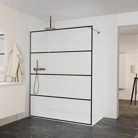 Balmani Modular Walk-In Dusche: 160 x 200 cm, Lined, Profil Brushed GunMetal