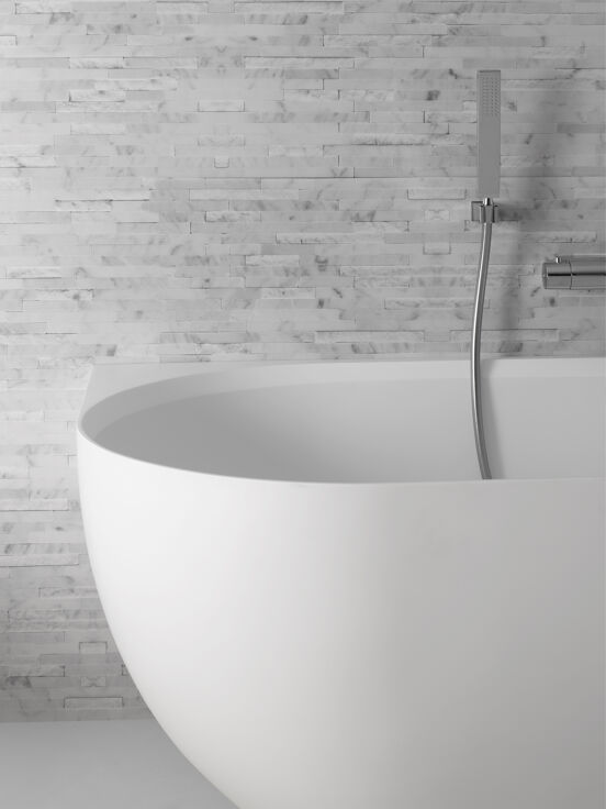 Balmani Forte tweepersoons hoekbad rechts 175 x 78 cm Solid Surface mat wit