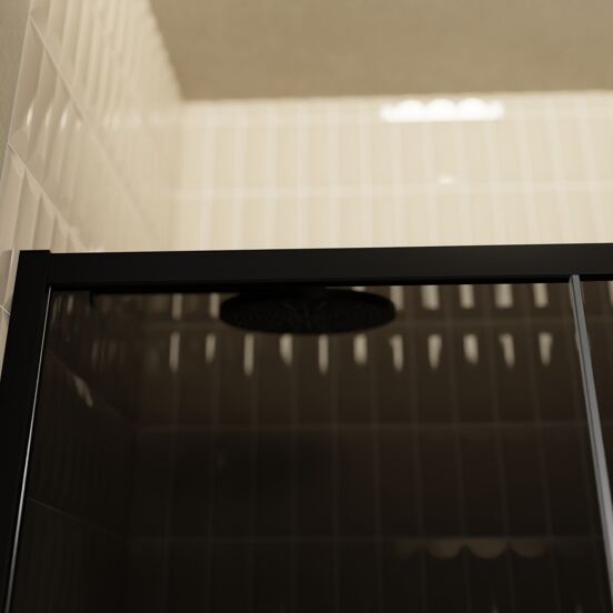 Balmani Senses Design douche schuifdeur omkeerbaar 120 cm x 210 cm Rookglas, Zwarte profielen
