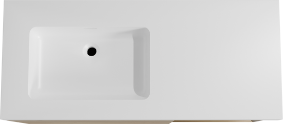 Storke Edge zwevend badmeubel 120 x 52 cm ruw eiken met Mata High asymmetrisch linkse wastafel in solid surface mat wit