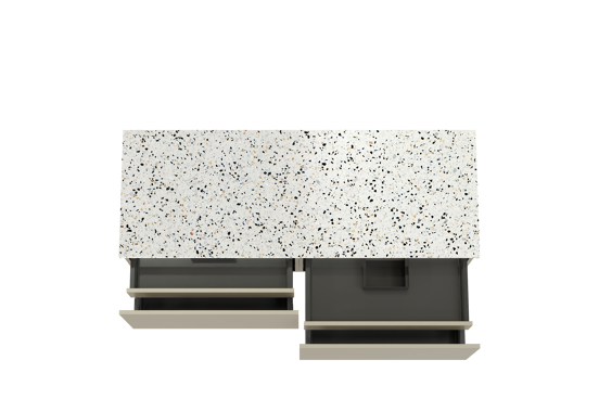 Balmani Sfera meuble salle de bains suspendu 150 x 55 cm dune avec Stretto tablette simple ou double en blanc/noir mat terrazzo
