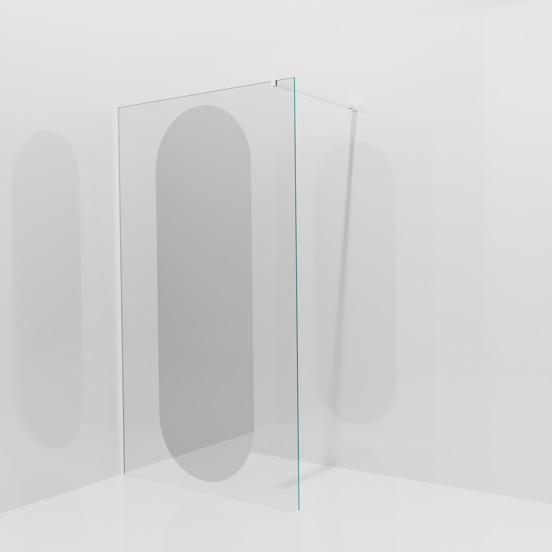 Balmani Modular douche à l'italienne: 120 x 200 cm, Miroir reflex ovale, Profil Blanc mat