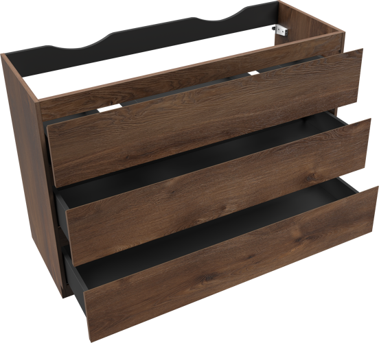 Linie Lado meuble sous-vasque a poser 120 x 46 cm chêne brun 3 tiroirs