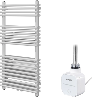 Vipera Alegria dubbele handdoekradiator 50 x 100 cm elektrische verwarming glanzend wit zij- en middenaansluiting 748W, weerstand inbegrepen