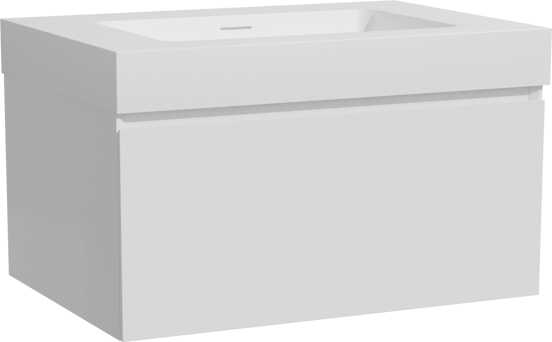 Storke Edge meuble salle de bains suspendu 75 x 52 cm blanc brillant avec Mata High plan simple en solid surface blanc mat