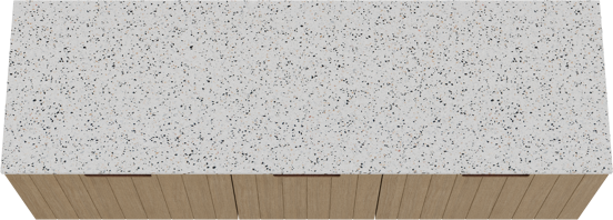 Balmani Adagio meuble salle de bains suspendu 180 x 55 cm chêne vieilli avec Stretto tablette simple ou double en blanc/noir mat terrazzo