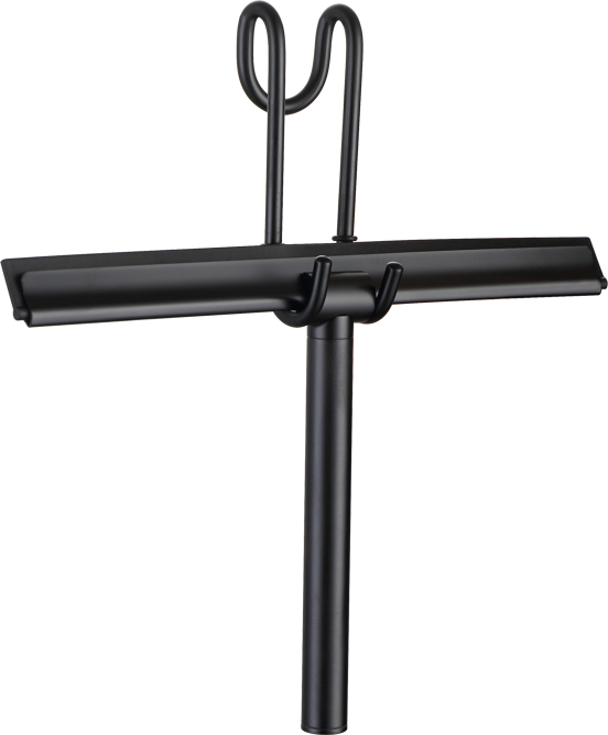 Blaufoss raclette de douche noir mat avec système de suspension sur paroi de douche