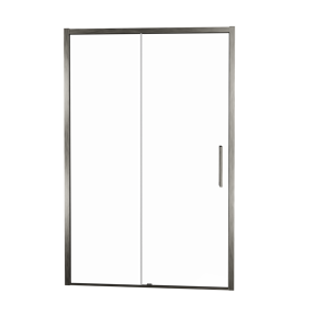 Balmani Senses Design porte coulissante réversible 140 cm x 210 cm verre transparent, Profil Brushed GunMetal