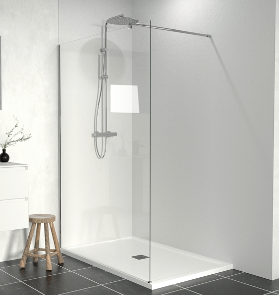 SanyOne Walk-In Dusche: 140 x 195 cm, Klarglas, Chrom Profil, glänzend