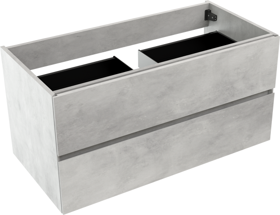 Storke Edge zwevende wastafelonderkast 105 x 52 cm beton zilvergrijs 2 lades