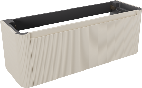 Storke Soft meuble sous-lavabo suspendu 140 x 46 cm Sand mat 2 tiroirs Nervure sym. vert.