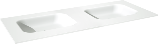 Balmani Tablo Arcato dubbele wastafel matte Solid Surface 135 x 55 cm, afvoerplug niet inbegrepen