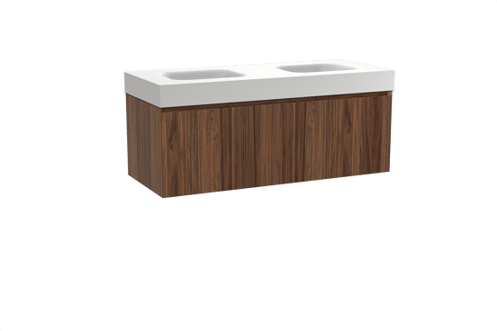 Balmani Idra meuble salle de bains suspendu 135 x 55 cm noyer avec Arcato double vasque en solid surface blanc mat