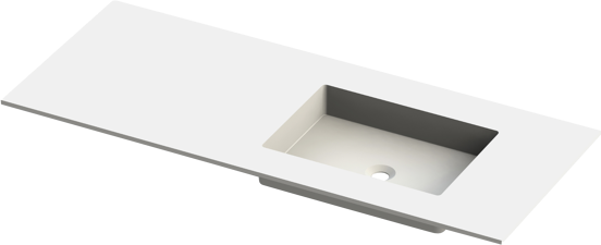Balmani Tablo Stretto plan vasque asymétrique à droite mat Solid Surface 135 x 55 cm