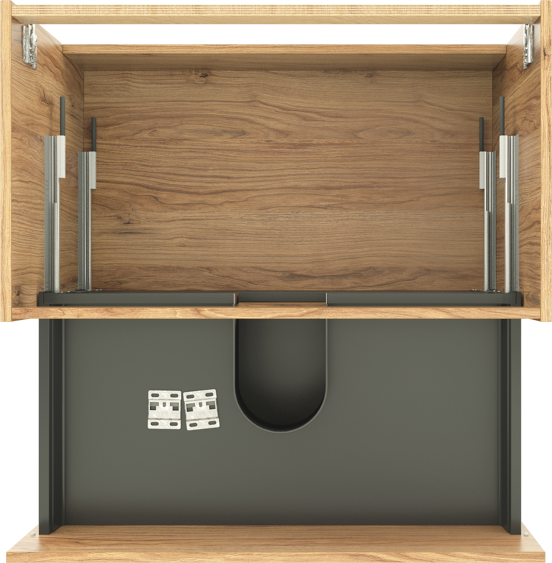 Balmani Lucida hängender Waschbeckenunterschrank: 90 x 55 cm, Teak, 2 Schubladen