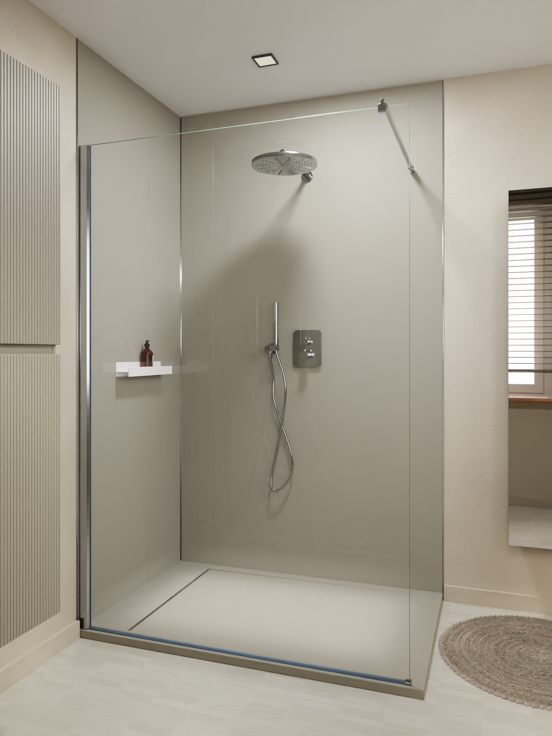 Luca Varess Artdeco revêtement mural de douche 120 x 244 cm alu-composite gris pierre mat