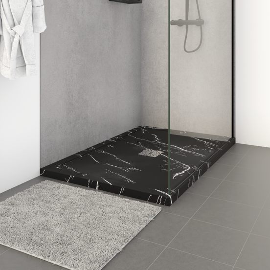 Linie Lido receveur de douche 120 x 80 cm marbre composite aspect marbre noir texture ardoise