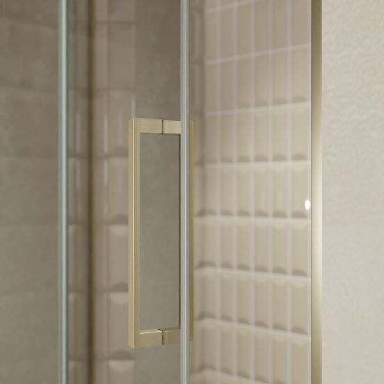 Balmani Senses Design douche draaideur links 120 cm x 210 cm Reflex spiegelglas, Brushed Champagne Gold profielen, met coating