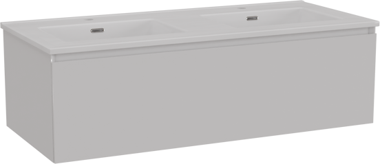 Storke Edge meuble salle de bains suspendu 120 x 52 cm blanc brillant avec Kera double vasque en céramique blanc mat
