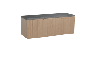 Balmani Adagio meuble salle de bains suspendu 150 x 55 cm chêne vieilli avec Rock tablette double en granit noir