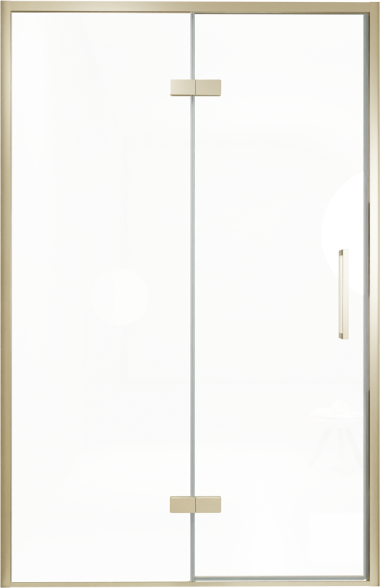 Balmani Senses Design Dusche Drehtür, Links, 140 cm x 210 cm, Klarglas, Profil Brushed Champagner Gold, inklusive Coating