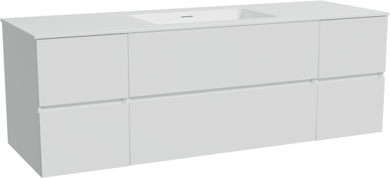 Storke Edge meuble salle de bains suspendu 155 x 52 cm blanc mat avec Mata plan simple en solid surface blanc mat
