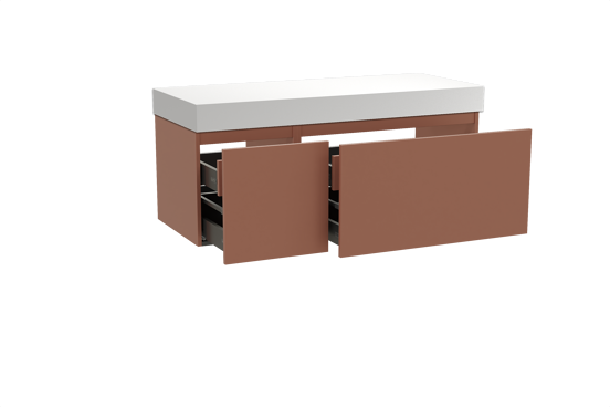 Balmani Sfera meuble salle de bains suspendu 135 x 55 cm cotto avec Dominus tablette simple ou double en solid surface blanc mat