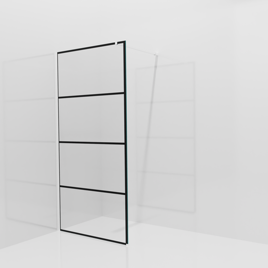 Balmani Modular Walk-In Dusche: 100 x 200 cm, Lined, inklusive Coating, Profil Weiß matt
