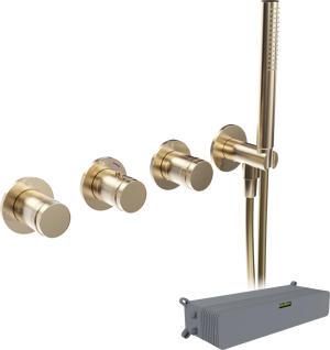 Blaufoss Pavilion Thermostat-Duscharmatur: Unterputz, Brushed Champagne Gold, Einbauelement inklusive